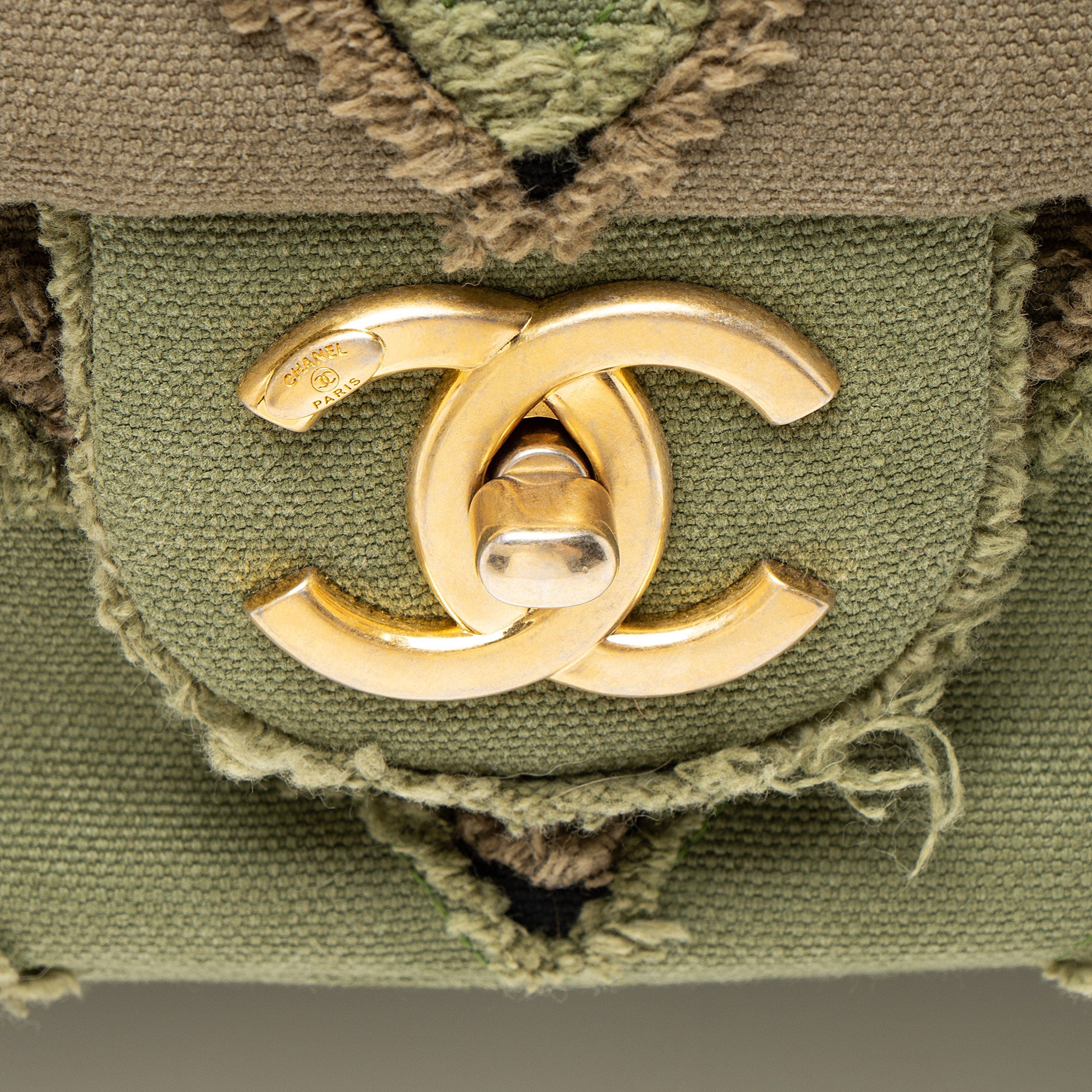 Chanel Chevron Canvas Patchwork Cuba CC Maxi Flap Bag