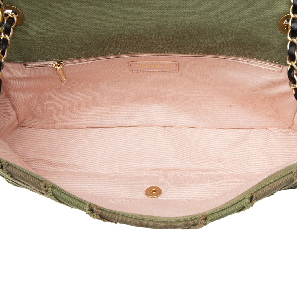 Chanel Chevron Canvas Patchwork Cuba CC Maxi Flap Bag