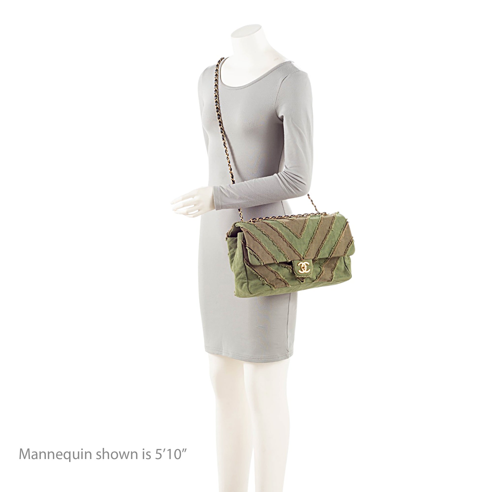 Chanel Chevron Canvas Patchwork Cuba CC Maxi Flap Bag