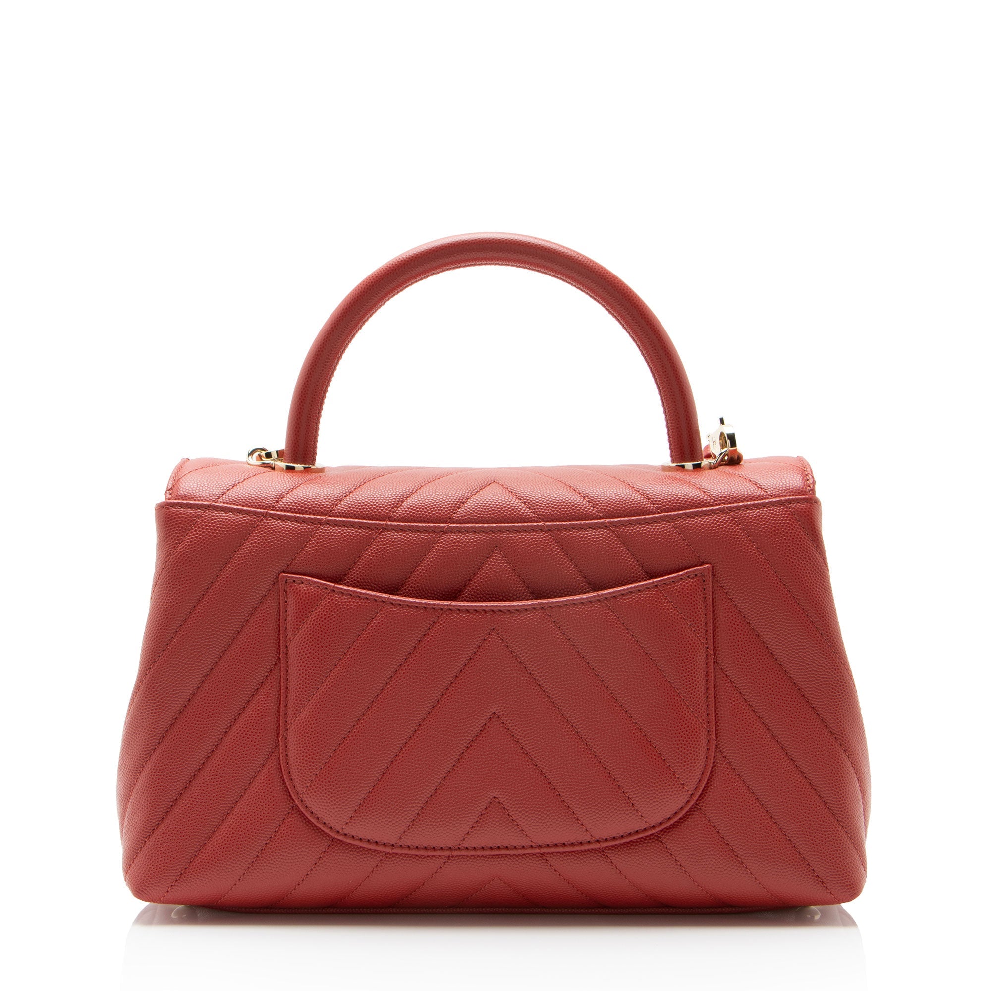 Chanel Chevron Caviar Leather Coco Top Handle Small Flap Bag