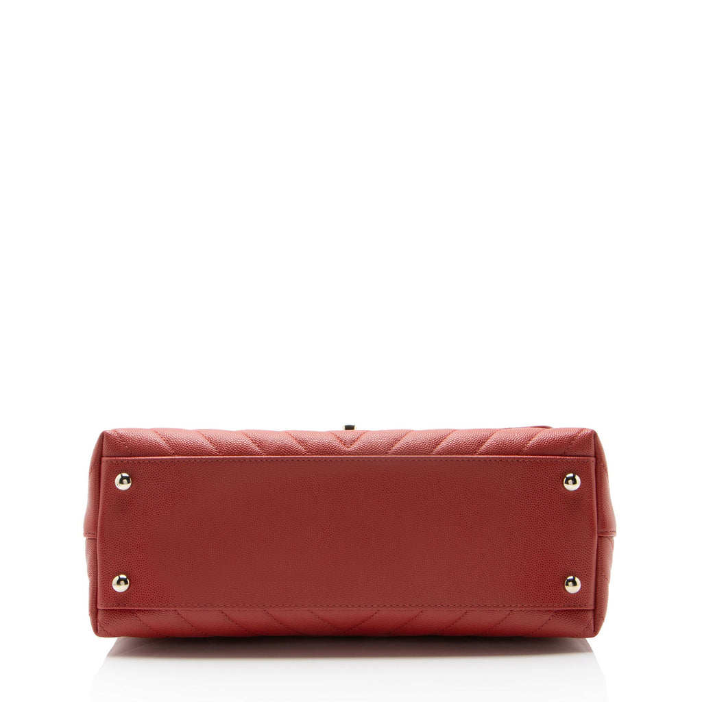 Chanel Chevron Caviar Leather Coco Top Handle Small Flap Bag