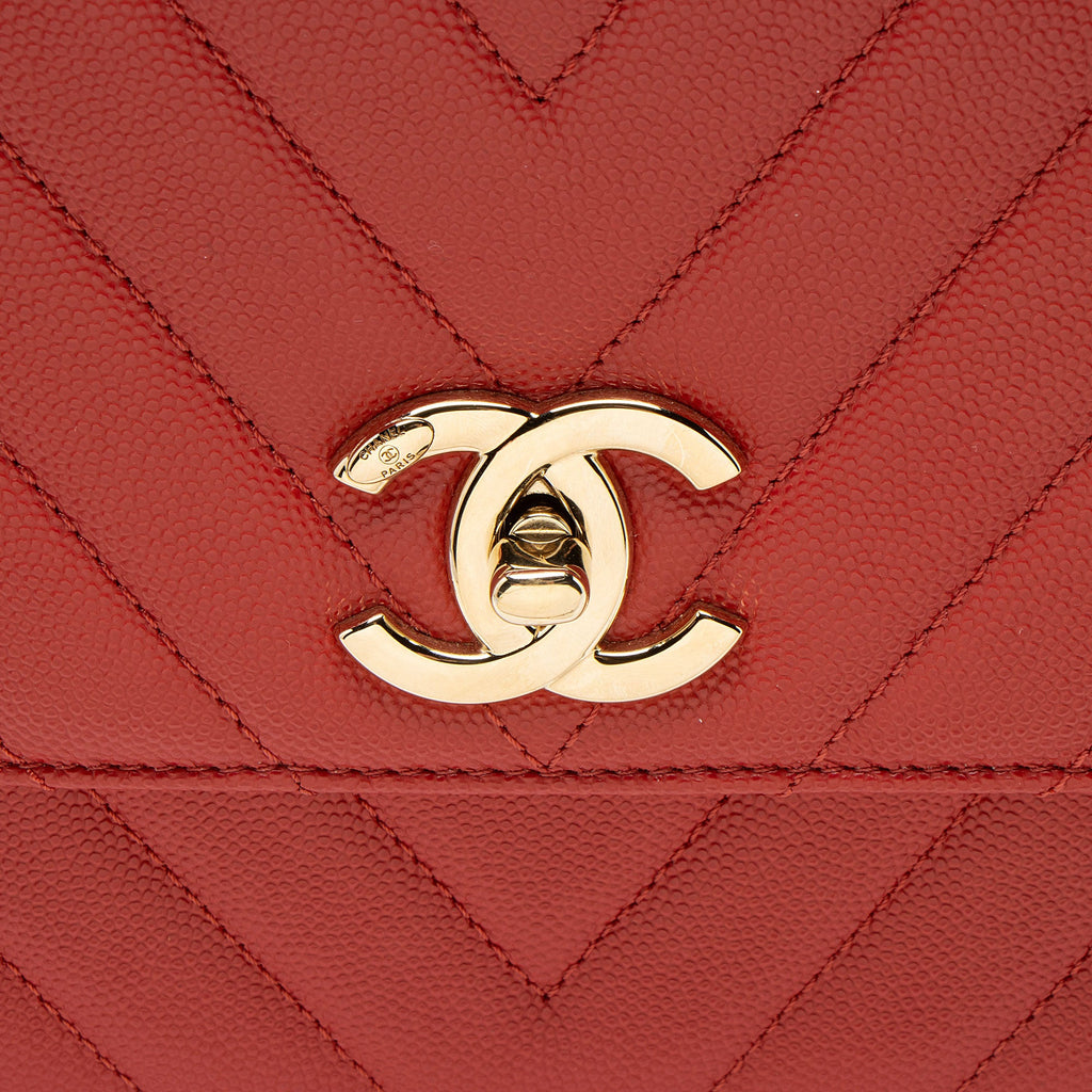 Chanel Chevron Caviar Leather Coco Top Handle Small Flap Bag
