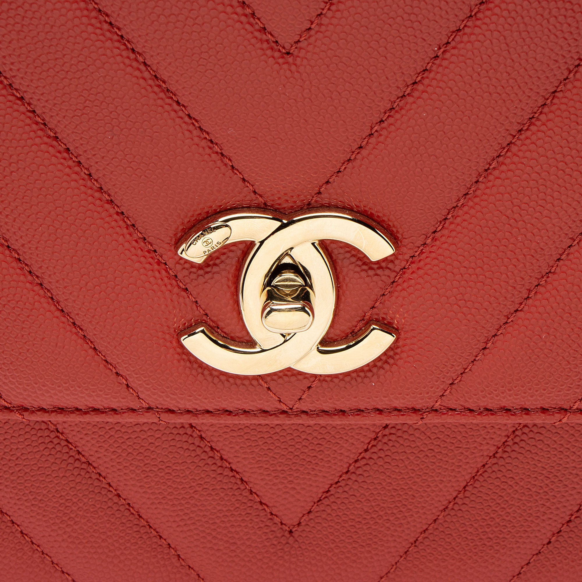 Chanel Chevron Caviar Leather Coco Top Handle Small Flap Bag