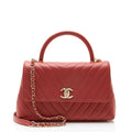 Chanel Chevron Caviar Leather Coco Top Handle Small Flap Bag