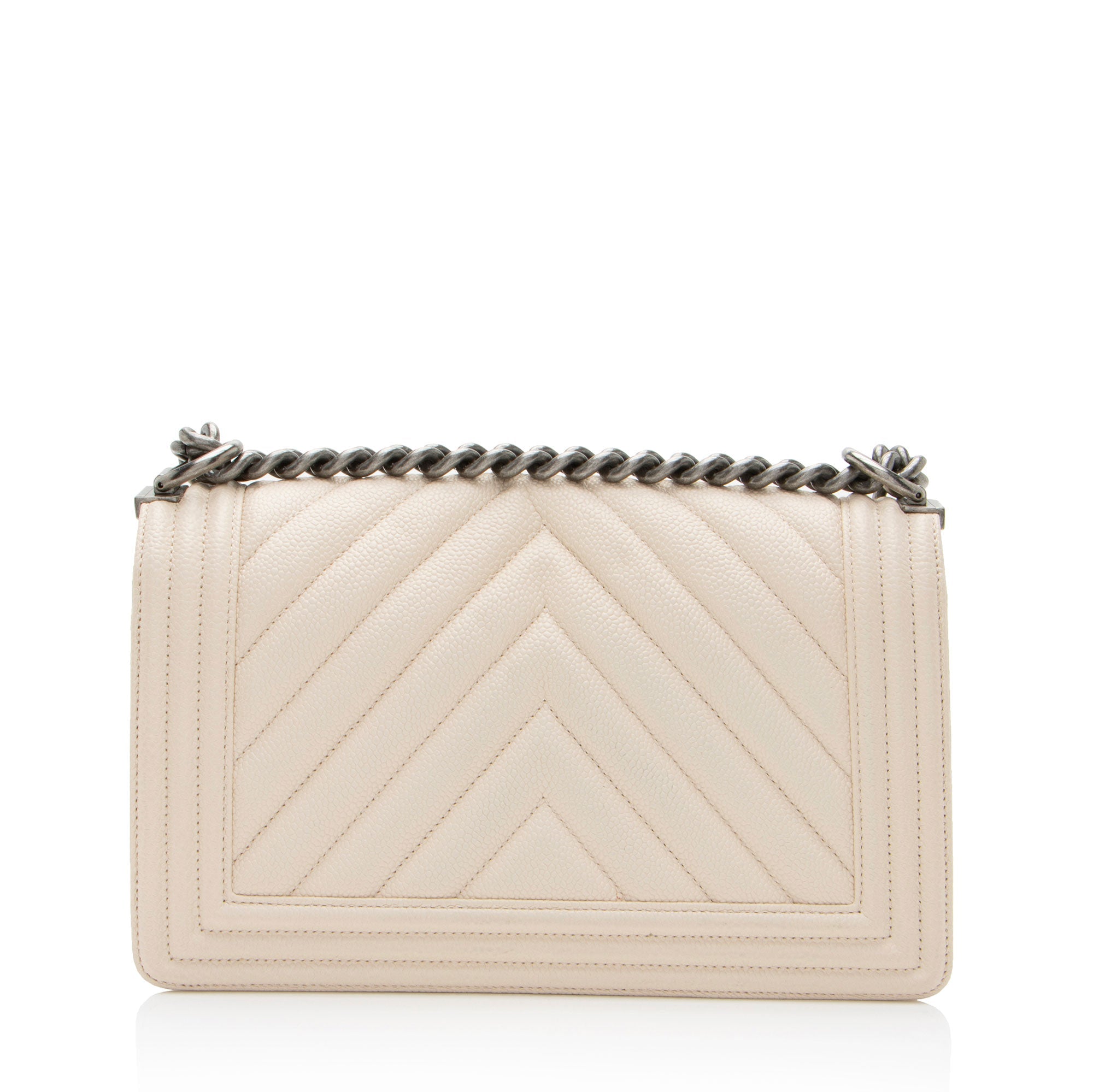 Chanel Chevron Caviar Leather Old Medium Boy Bag (SHF-00KAcN)