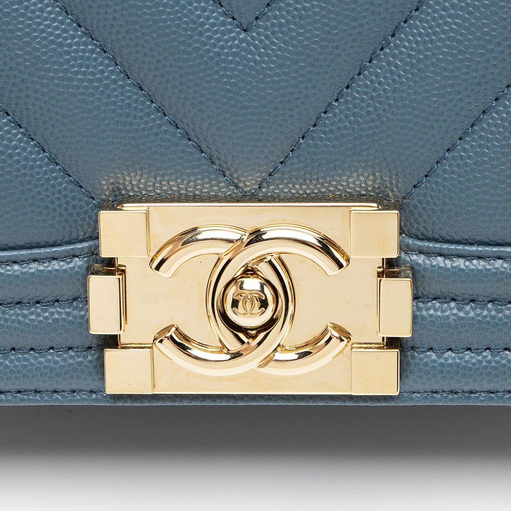 Chanel Chevron Caviar Leather Old Medium Boy Bag