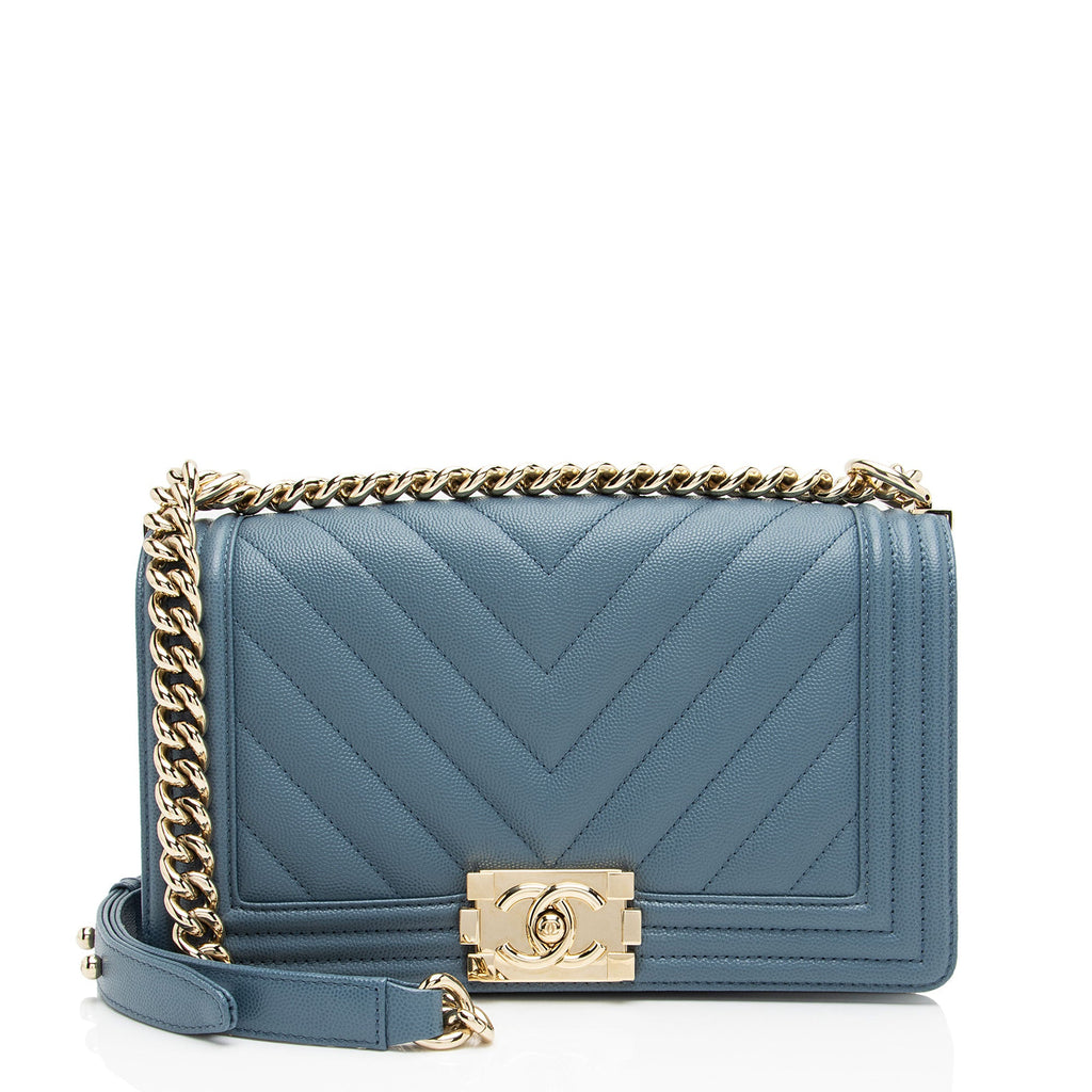 Chanel Chevron Caviar Leather Old Medium Boy Bag