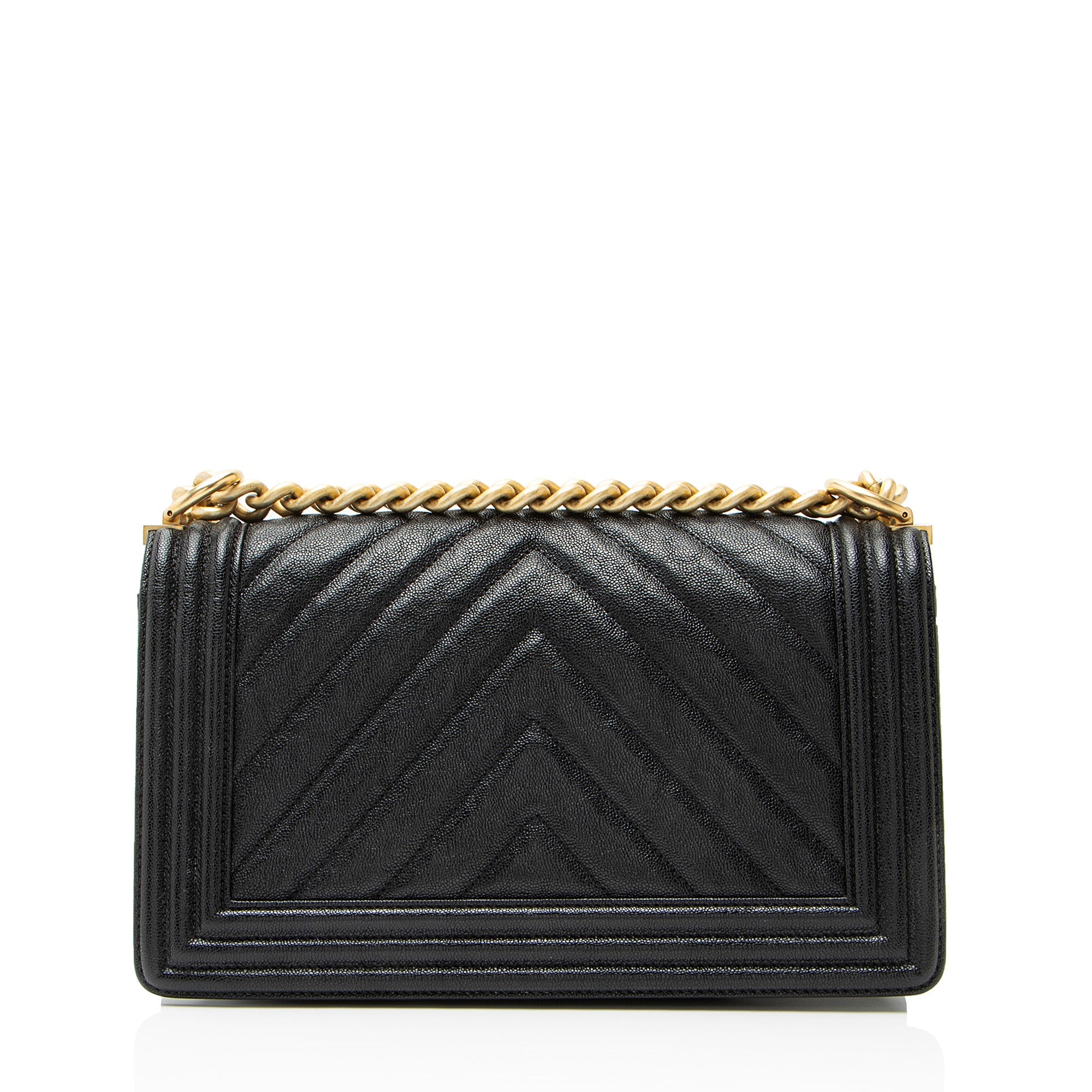 Chanel Chevron Caviar Leather Old Medium Boy Bag