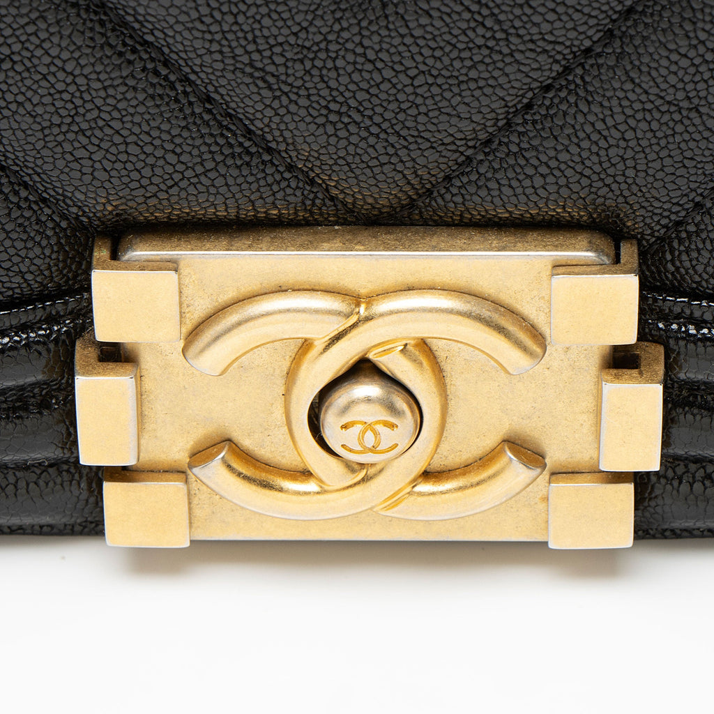 Chanel Chevron Caviar Leather Old Medium Boy Bag