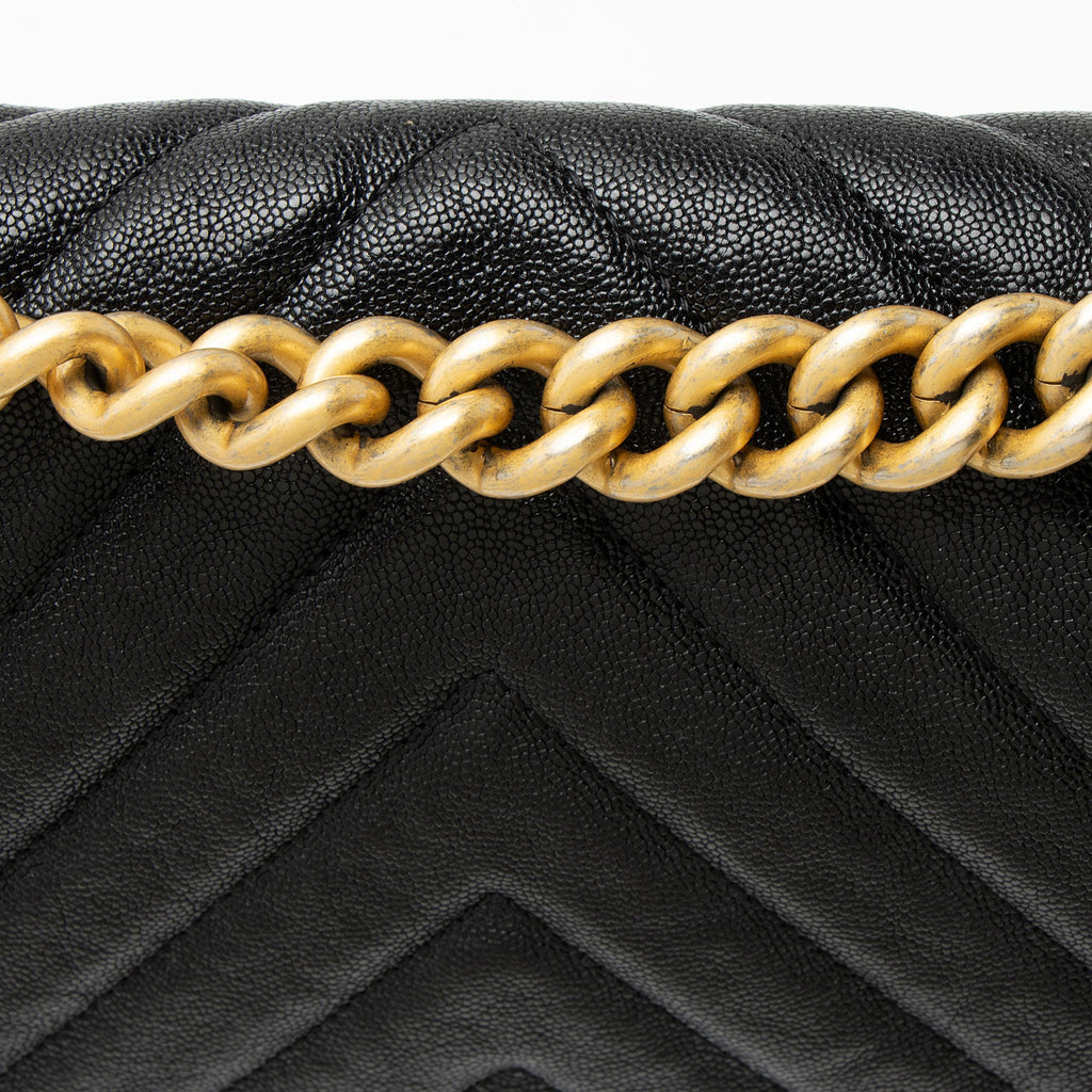 Chanel Chevron Caviar Leather Old Medium Boy Bag