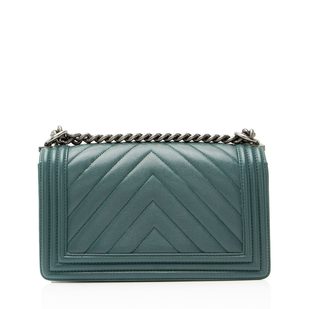 Chanel Chevron Caviar Leather Old Medium Boy Bag