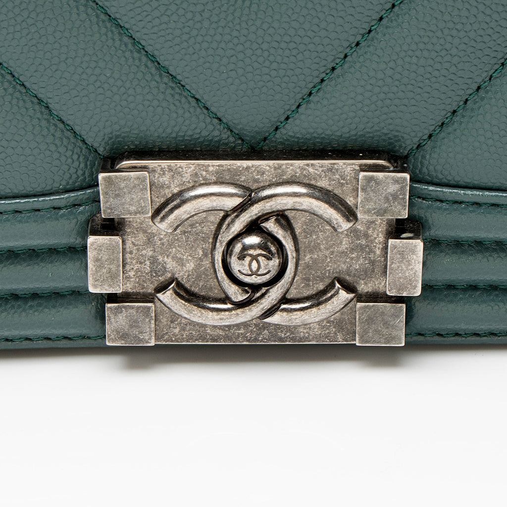 Chanel Chevron Caviar Leather Old Medium Boy Bag
