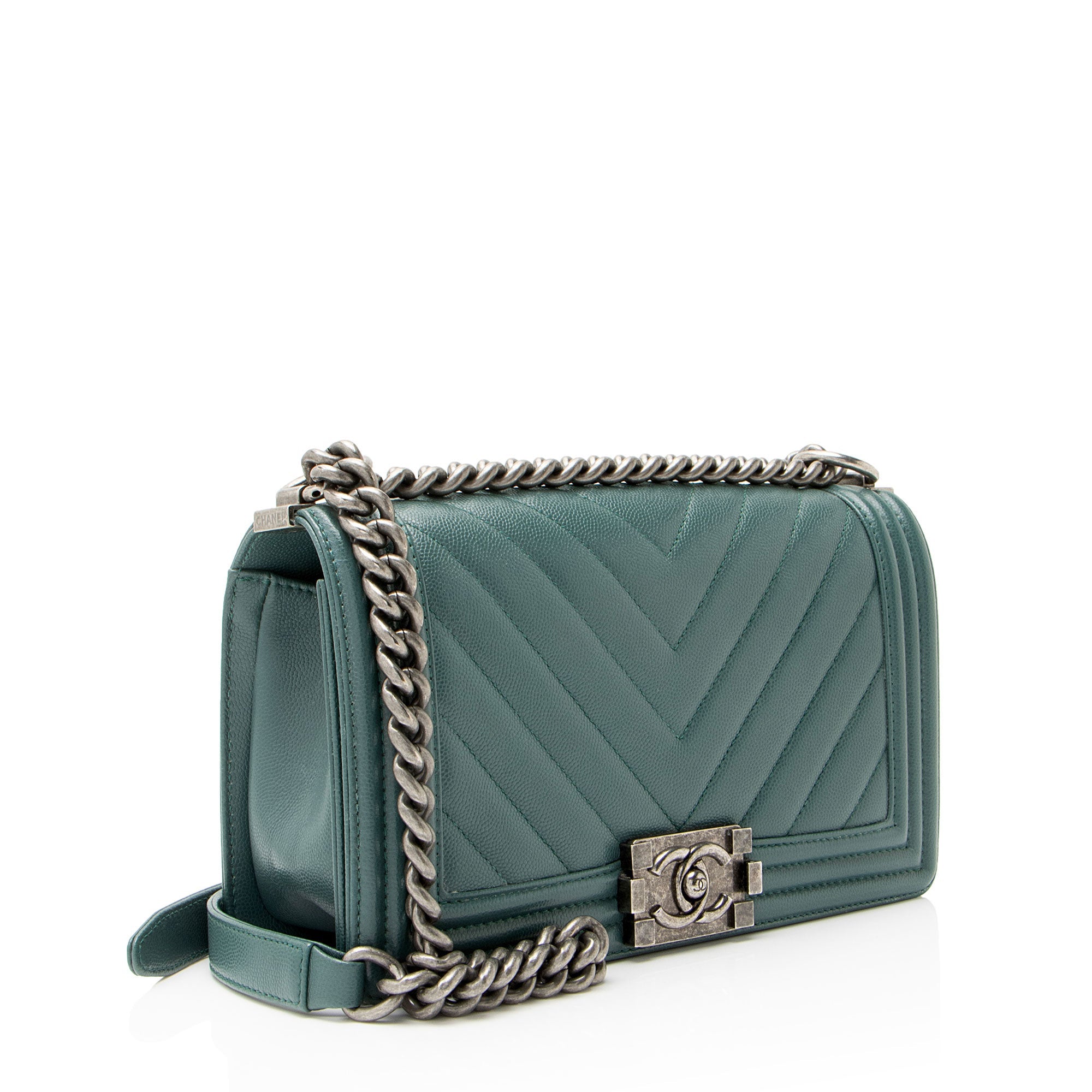 Chanel Chevron Caviar Leather Old Medium Boy Bag