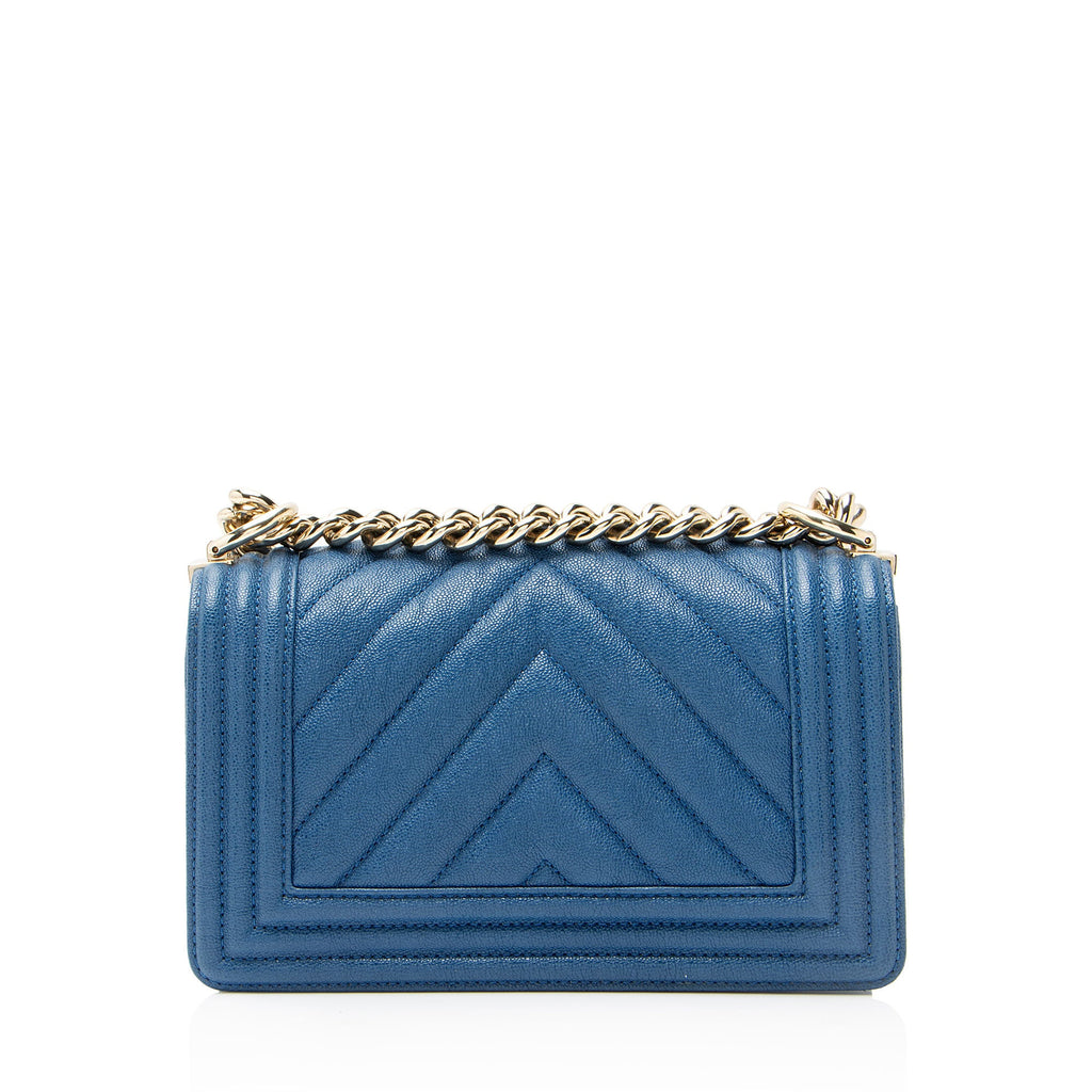 Chanel Chevron Caviar Leather Small Boy Bag