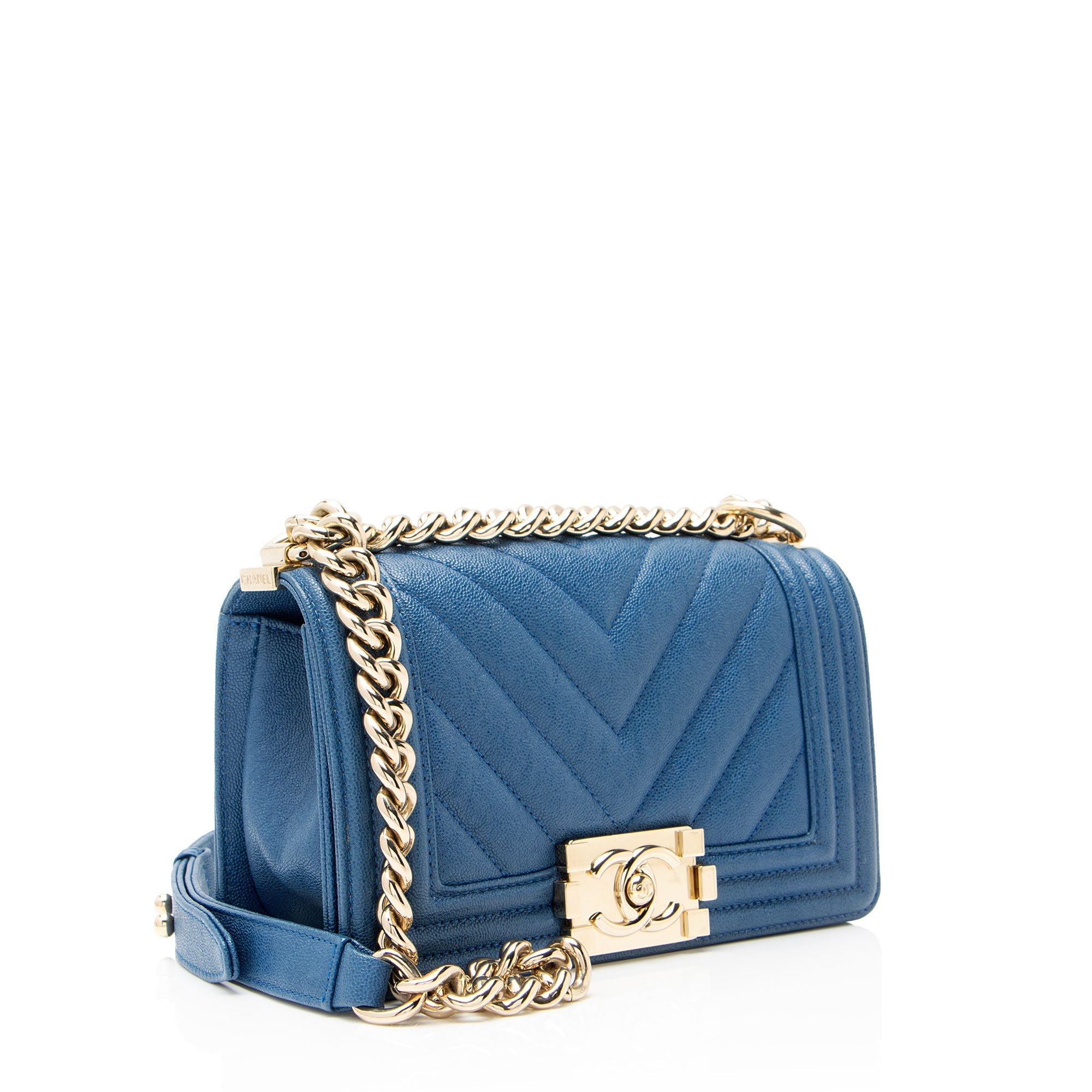 Chanel Chevron Caviar Leather Small Boy Bag