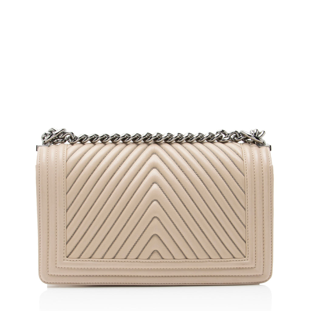 Chanel Chevron Lambskin Beaded New Medium Boy Bag