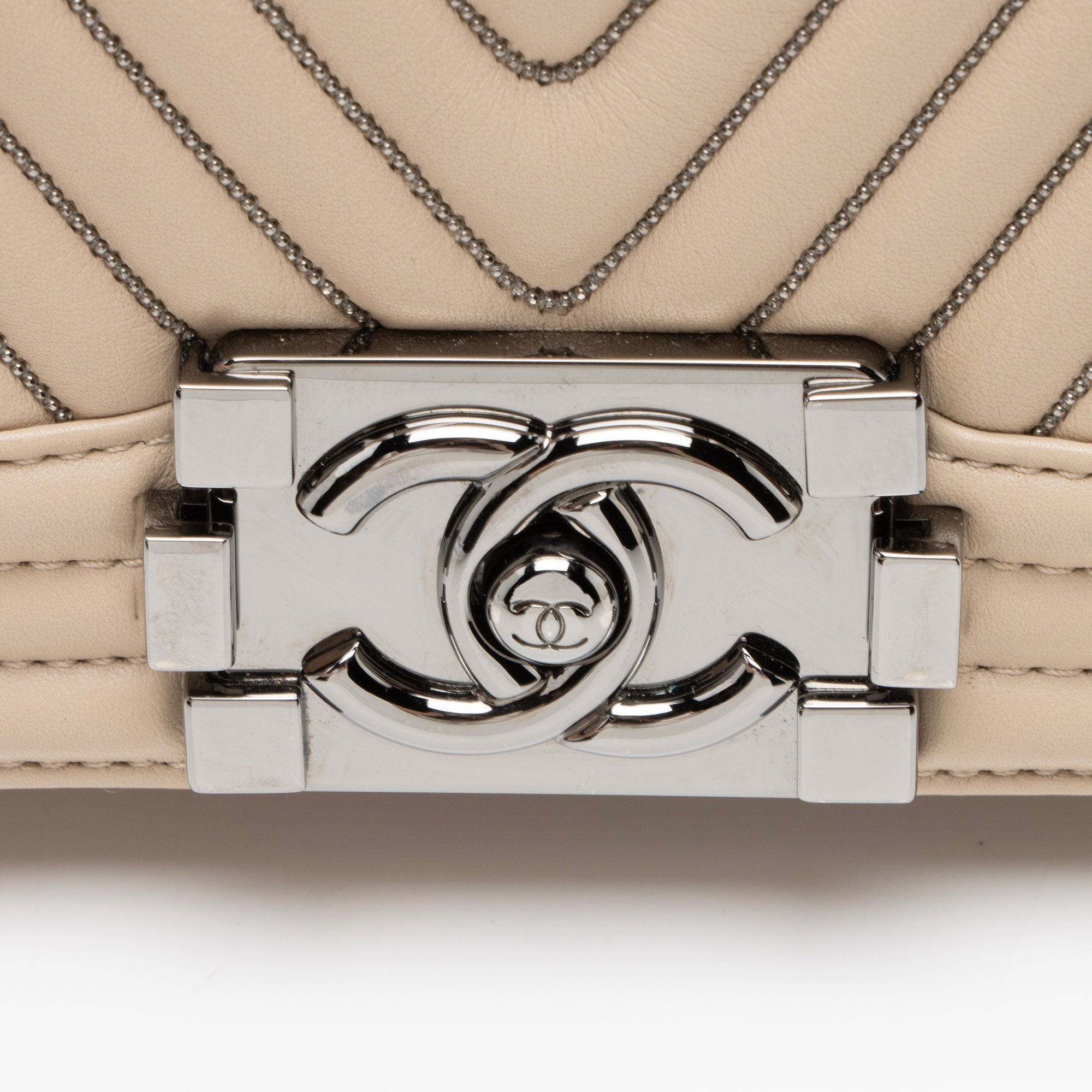 Chanel Chevron Lambskin Beaded New Medium Boy Bag