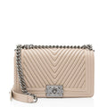 Chanel Chevron Lambskin Beaded New Medium Boy Bag
