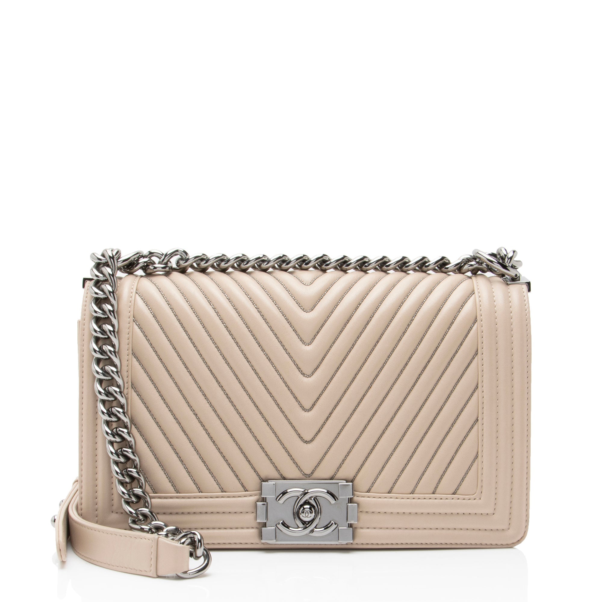 Chanel Chevron Lambskin Beaded New Medium Boy Bag