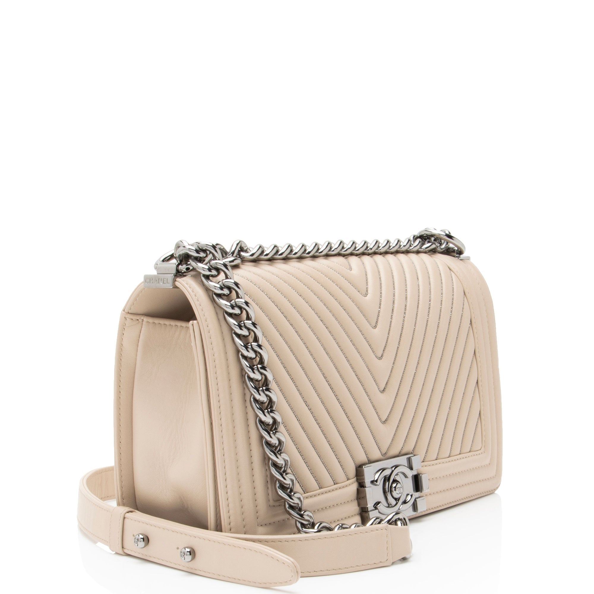 Chanel Chevron Lambskin Beaded New Medium Boy Bag