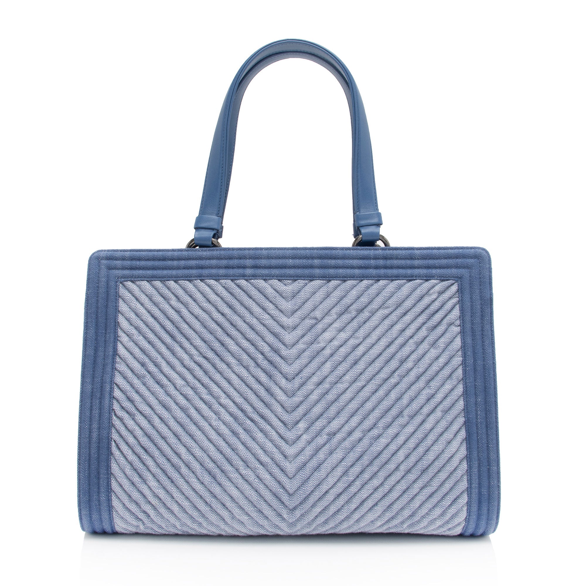 Chanel Chevron Denim Boy Tote