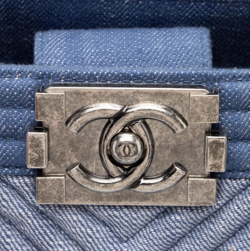 Chanel Chevron Denim Boy Tote