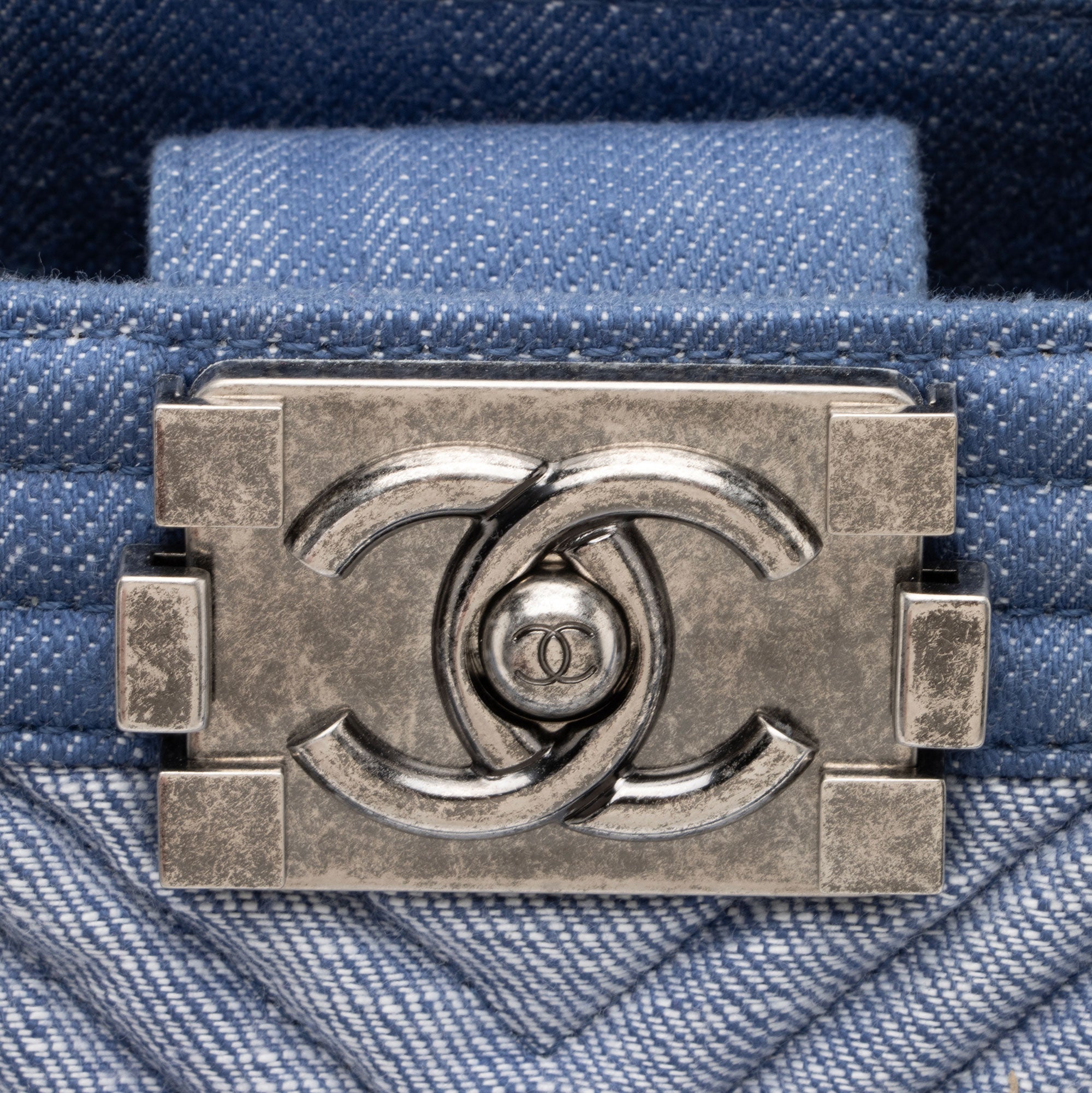 Chanel Chevron Denim Boy Tote