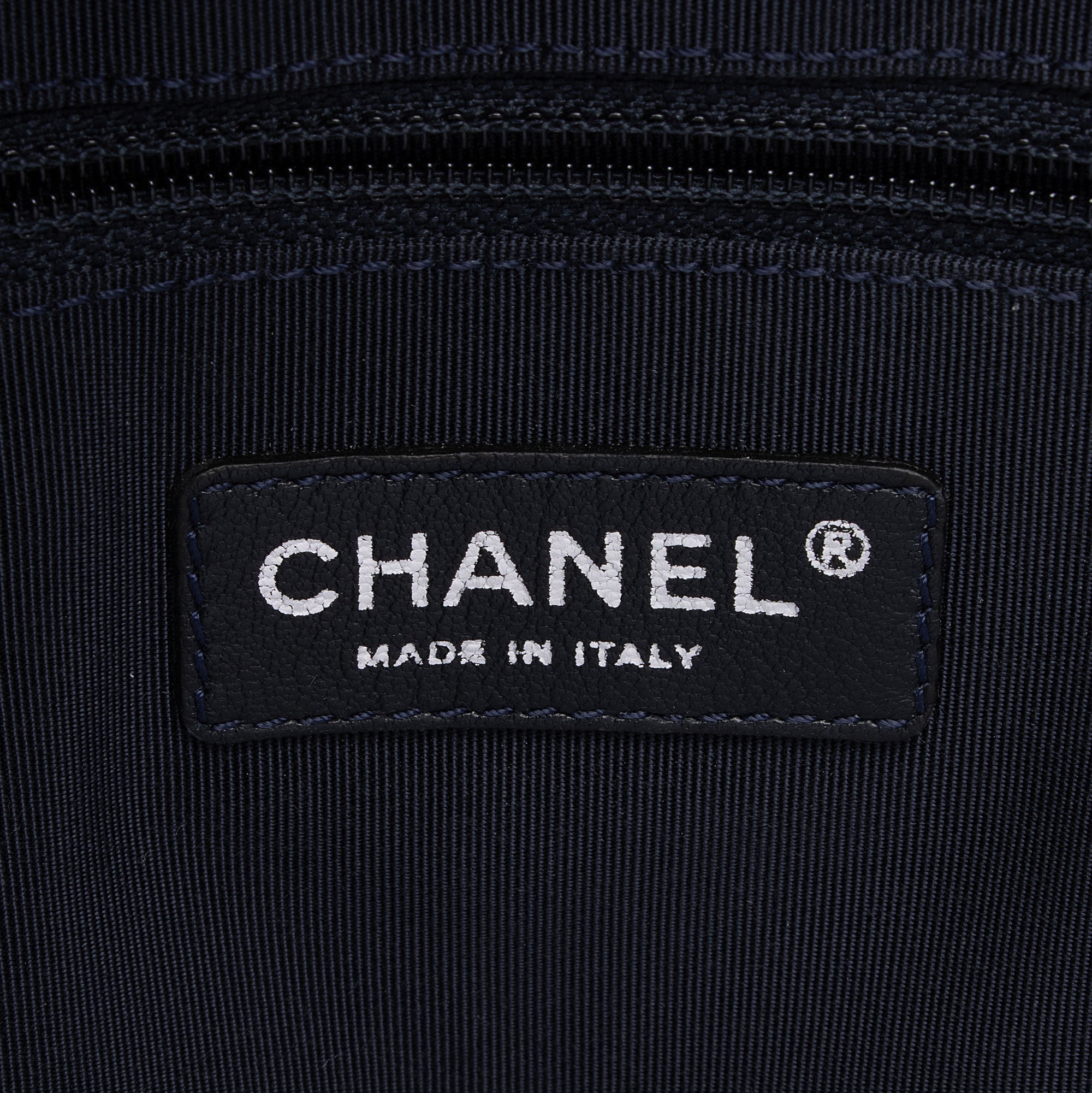 Chanel Chevron Denim Boy Tote
