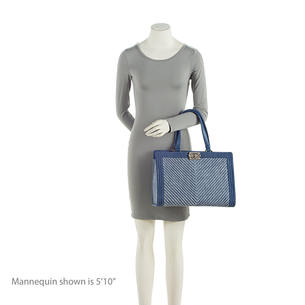 Chanel Chevron Denim Boy Tote