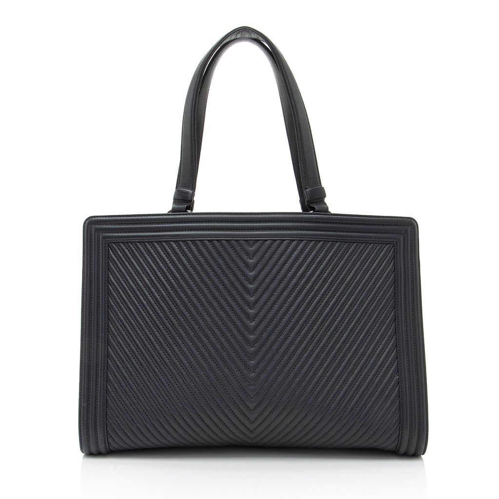 Chanel Chevron Lambskin Boy Shopping Tote