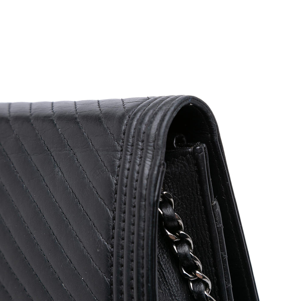 Chanel Chevron Lambskin Boy Wallet on Chain