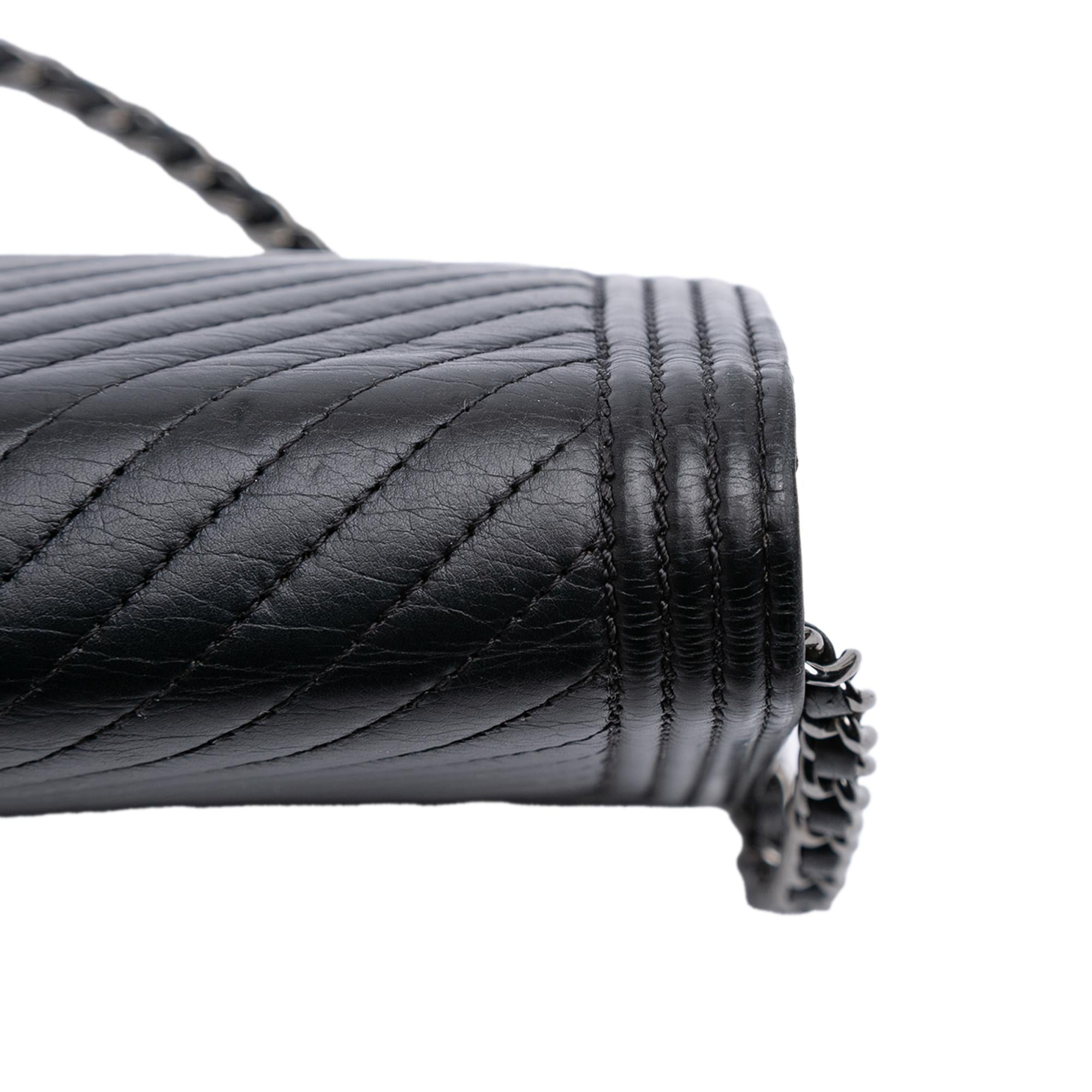 Chanel Chevron Lambskin Boy Wallet on Chain
