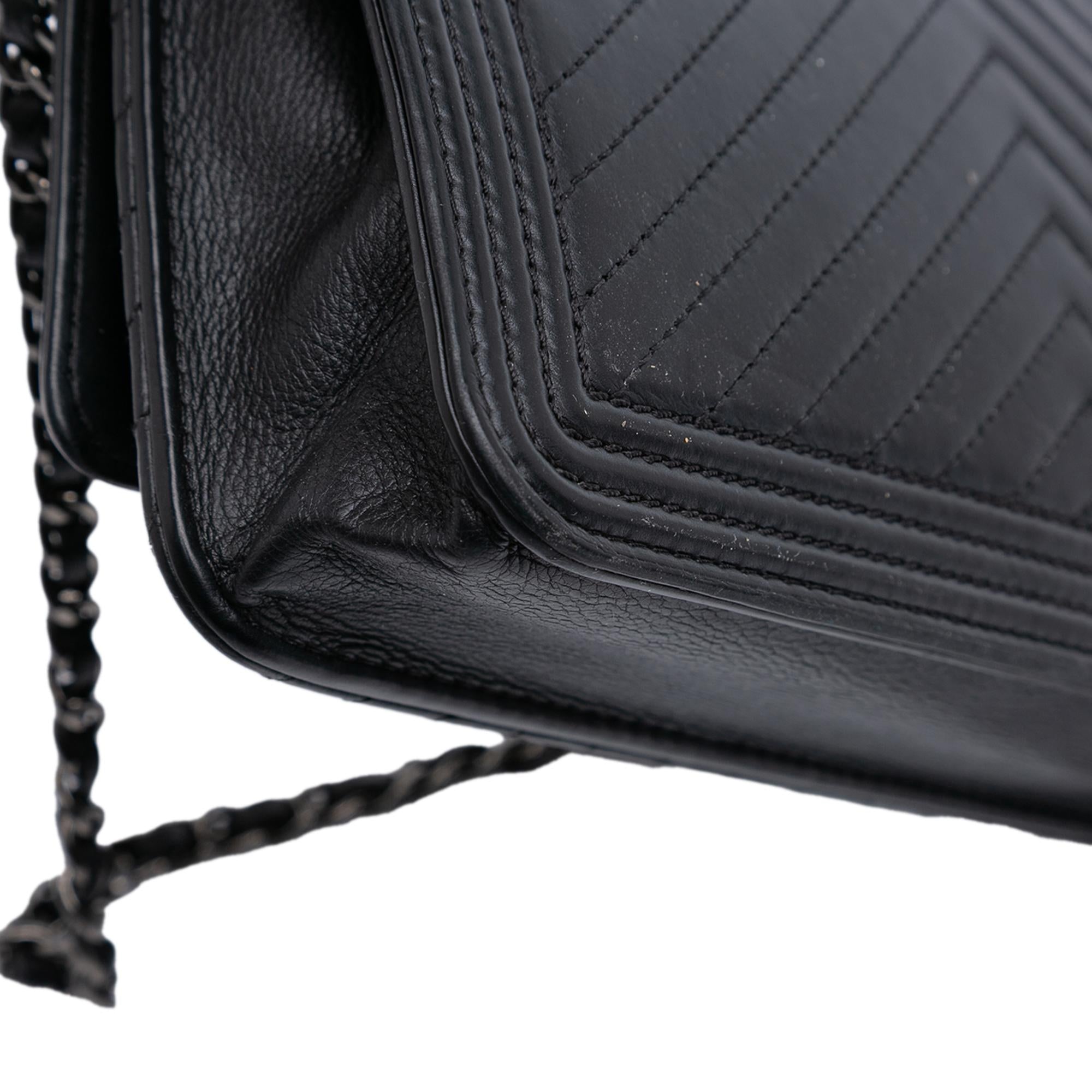 Chanel Chevron Lambskin Boy Wallet on Chain