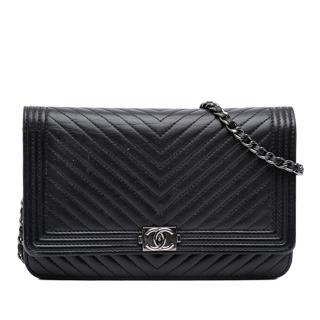 Chanel Chevron Lambskin Boy Wallet on Chain