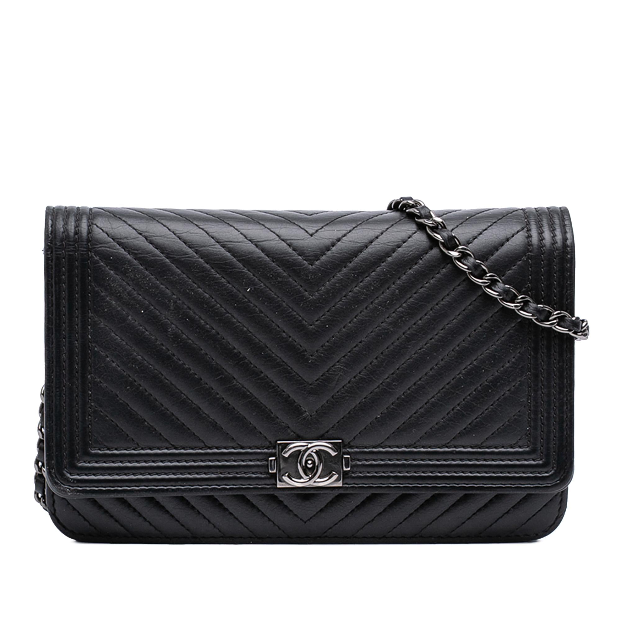 Chanel Chevron Lambskin Boy Wallet on Chain