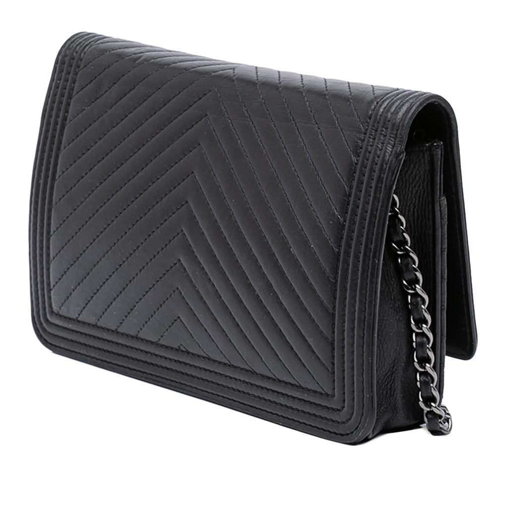 Chanel Chevron Lambskin Boy Wallet on Chain
