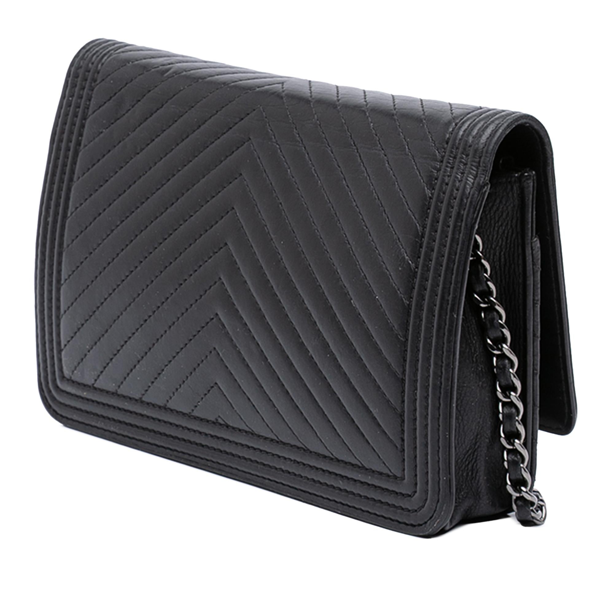 Chanel Chevron Lambskin Boy Wallet on Chain