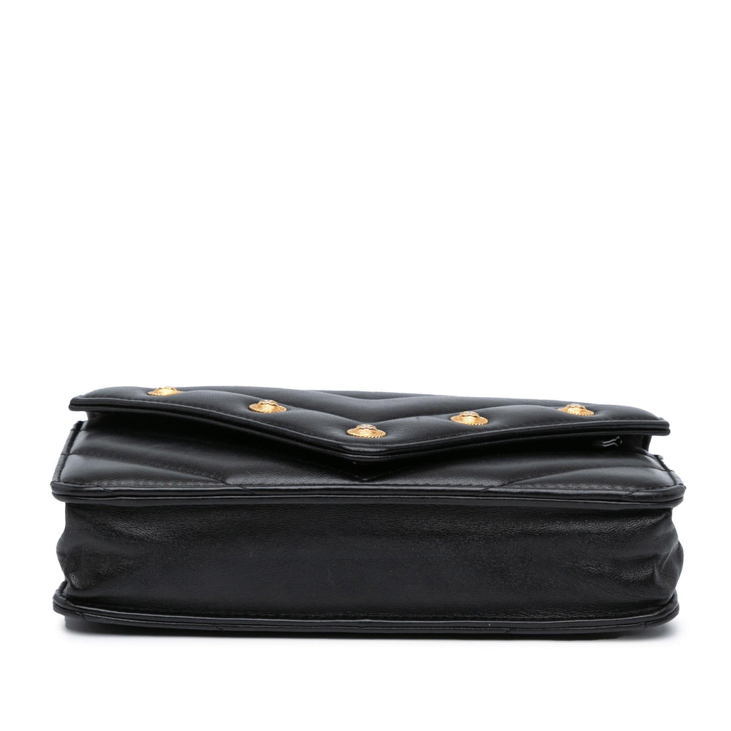 Chanel Chevron Lambskin Button Wallet On Chain