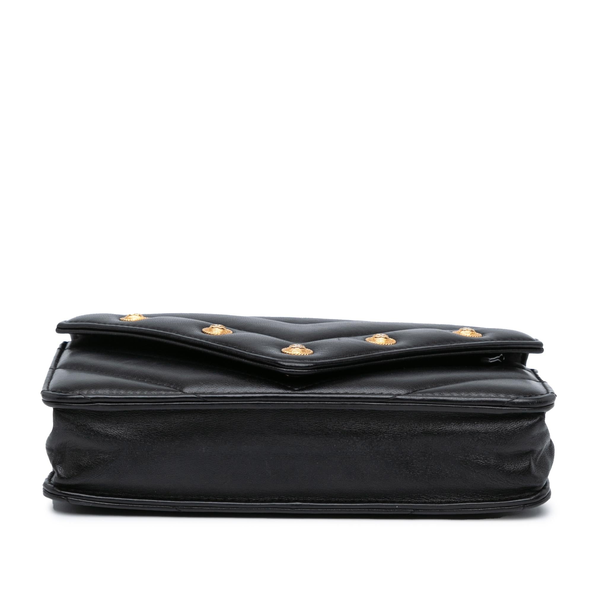 Chanel Chevron Lambskin Button Wallet On Chain