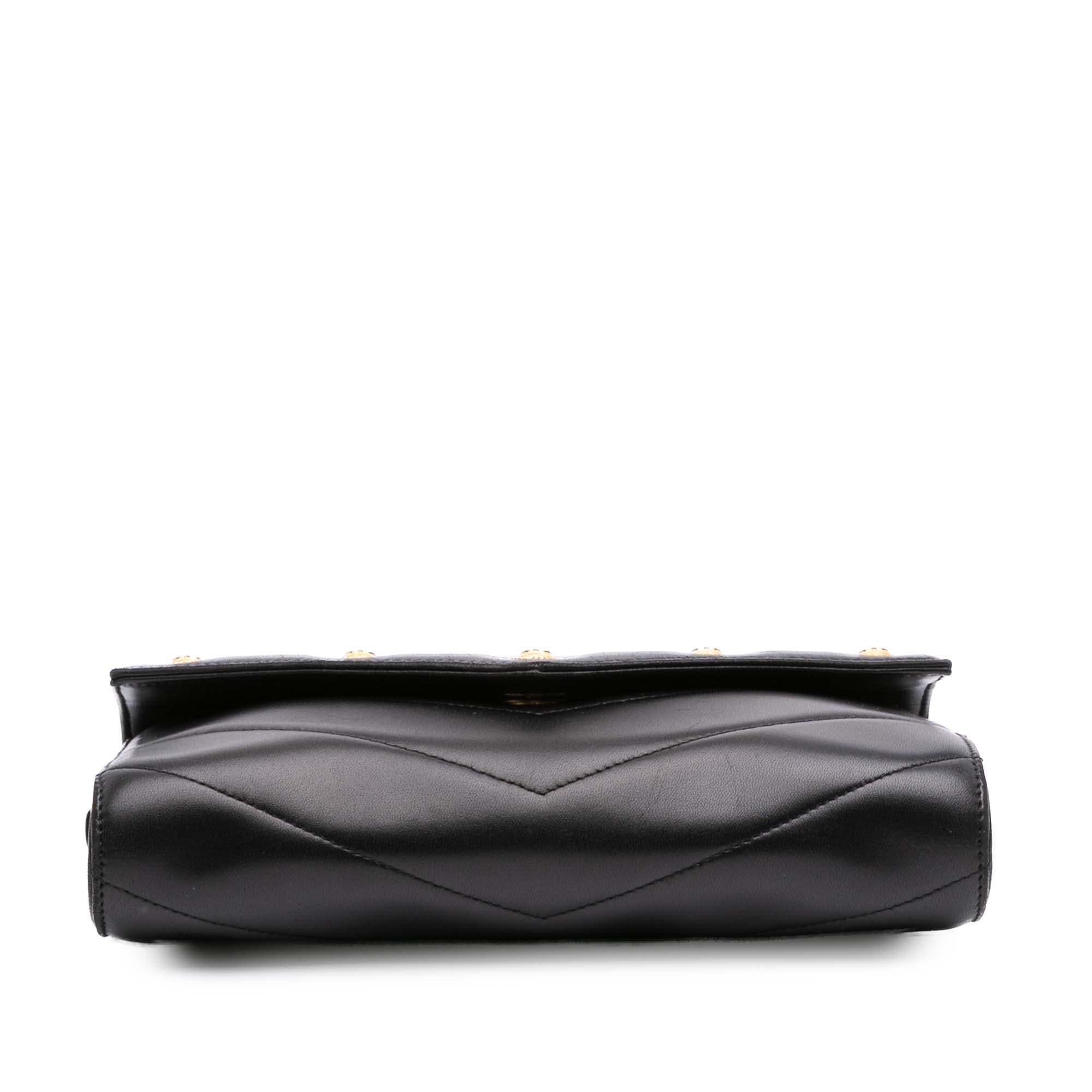 Chanel Chevron Lambskin CC Medallion Button Flap Clutch