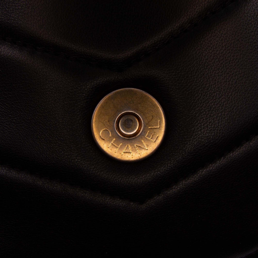 Chanel Chevron Lambskin CC Medallion Button Flap Clutch