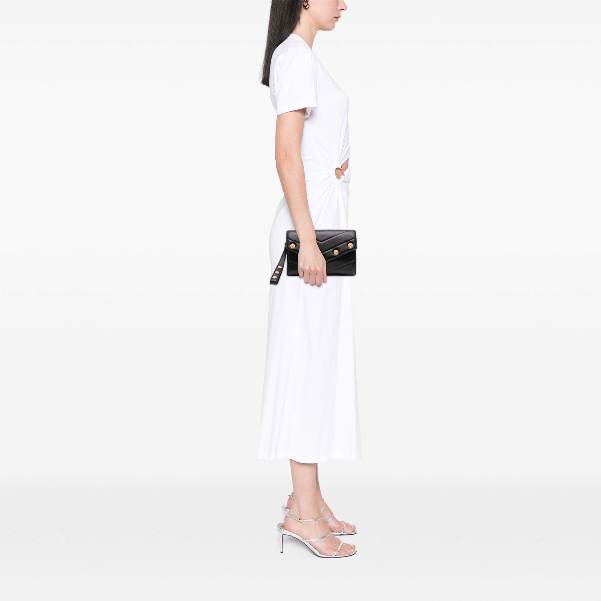 Chanel Chevron Lambskin CC Medallion Button Flap Clutch