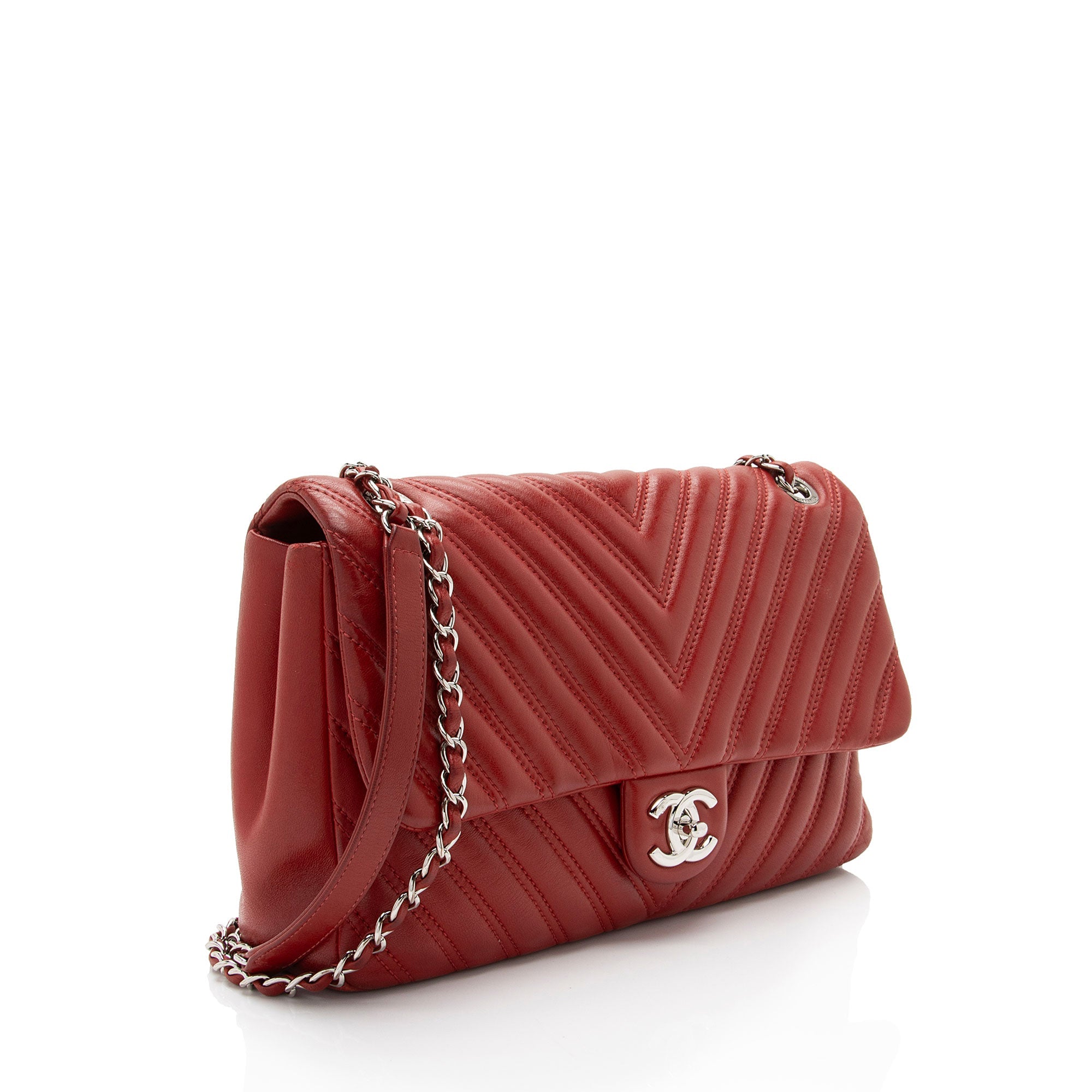 Chanel Chevron Lambskin Classic Jumbo Single Flap Bag (SHF-zB67zI)