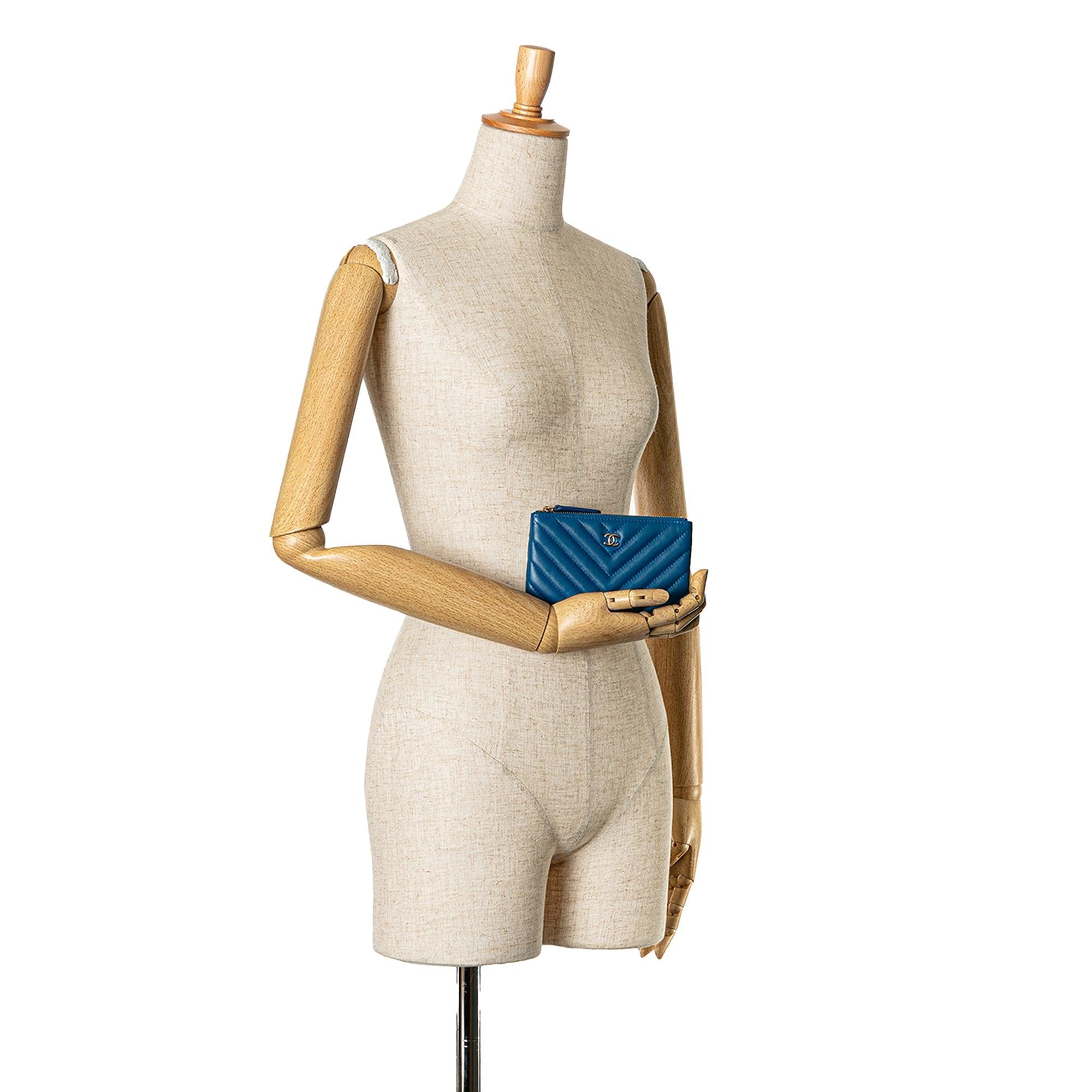 Chanel Chevron Lambskin O Case Pouch