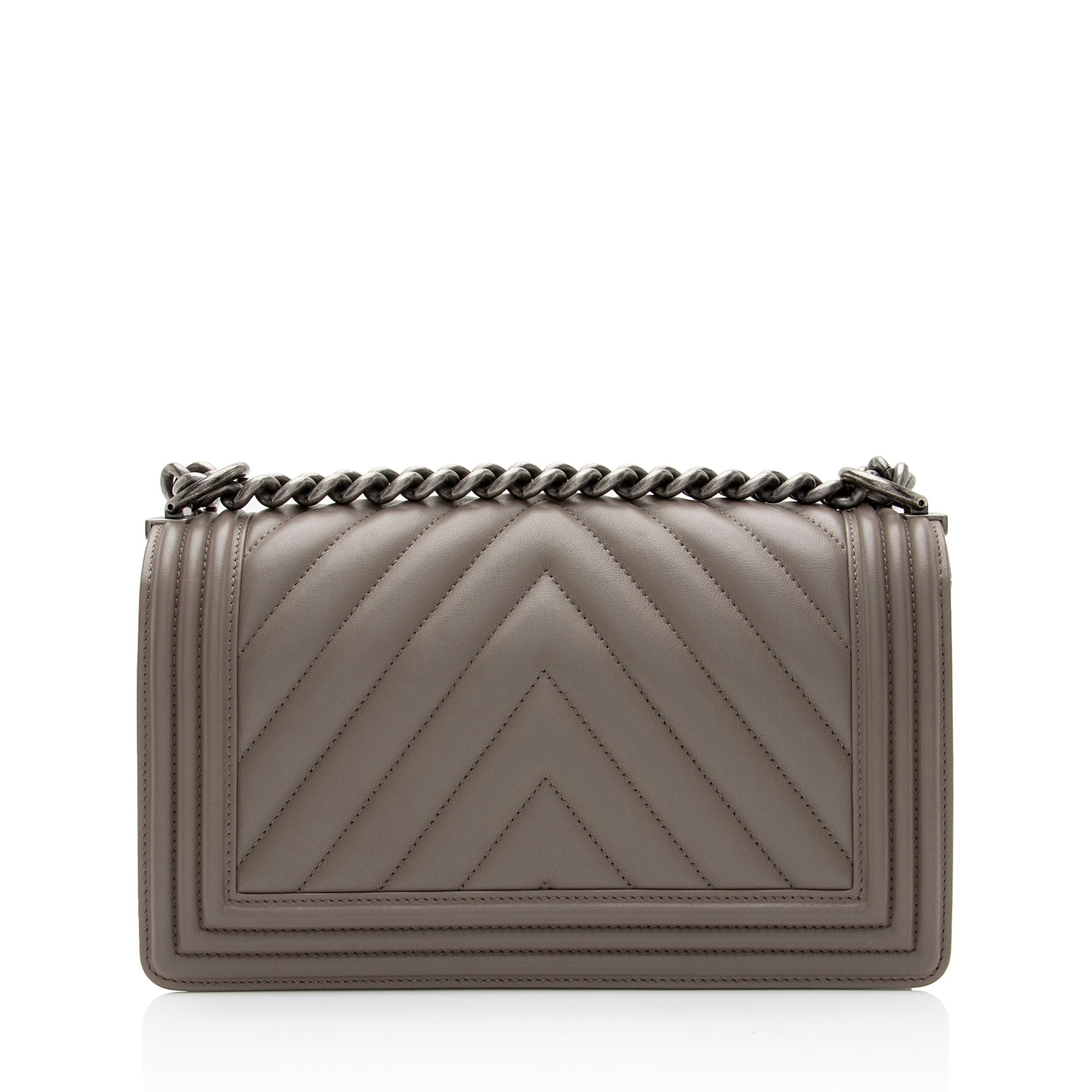 Chanel Chevron Lambskin Old Medium Boy Bag (SHF-fEUBkq)