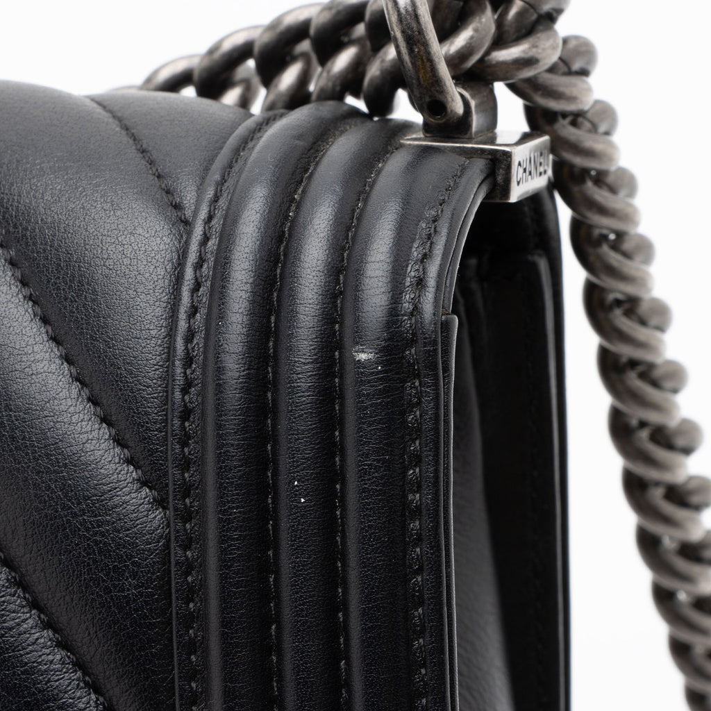Chanel Chevron Lambskin Old Medium Boy Bag