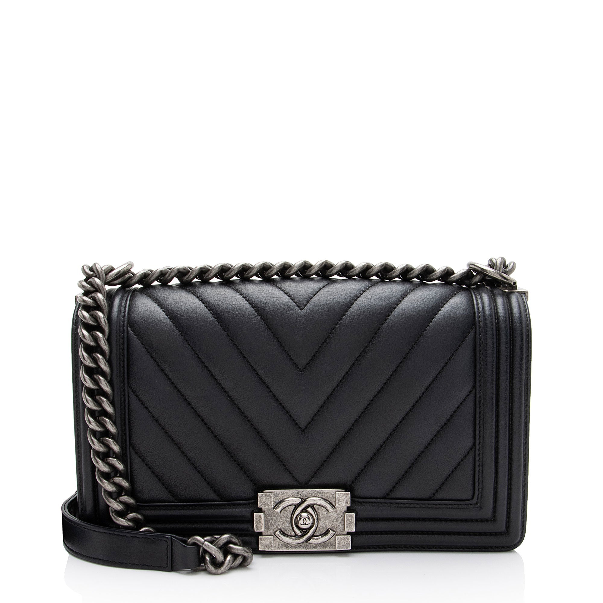 Chanel Chevron Lambskin Old Medium Boy Bag