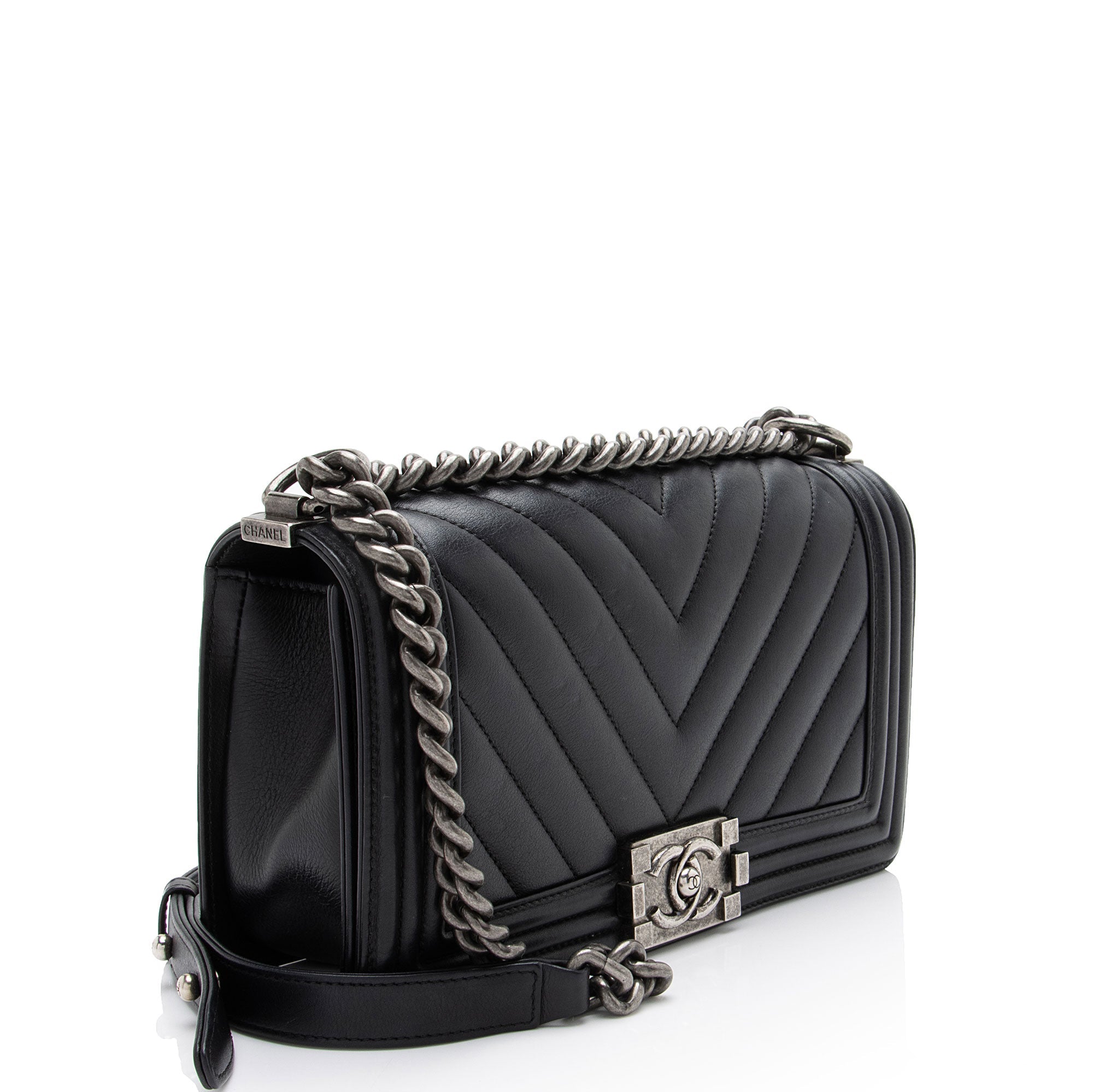 Chanel Chevron Lambskin Old Medium Boy Bag