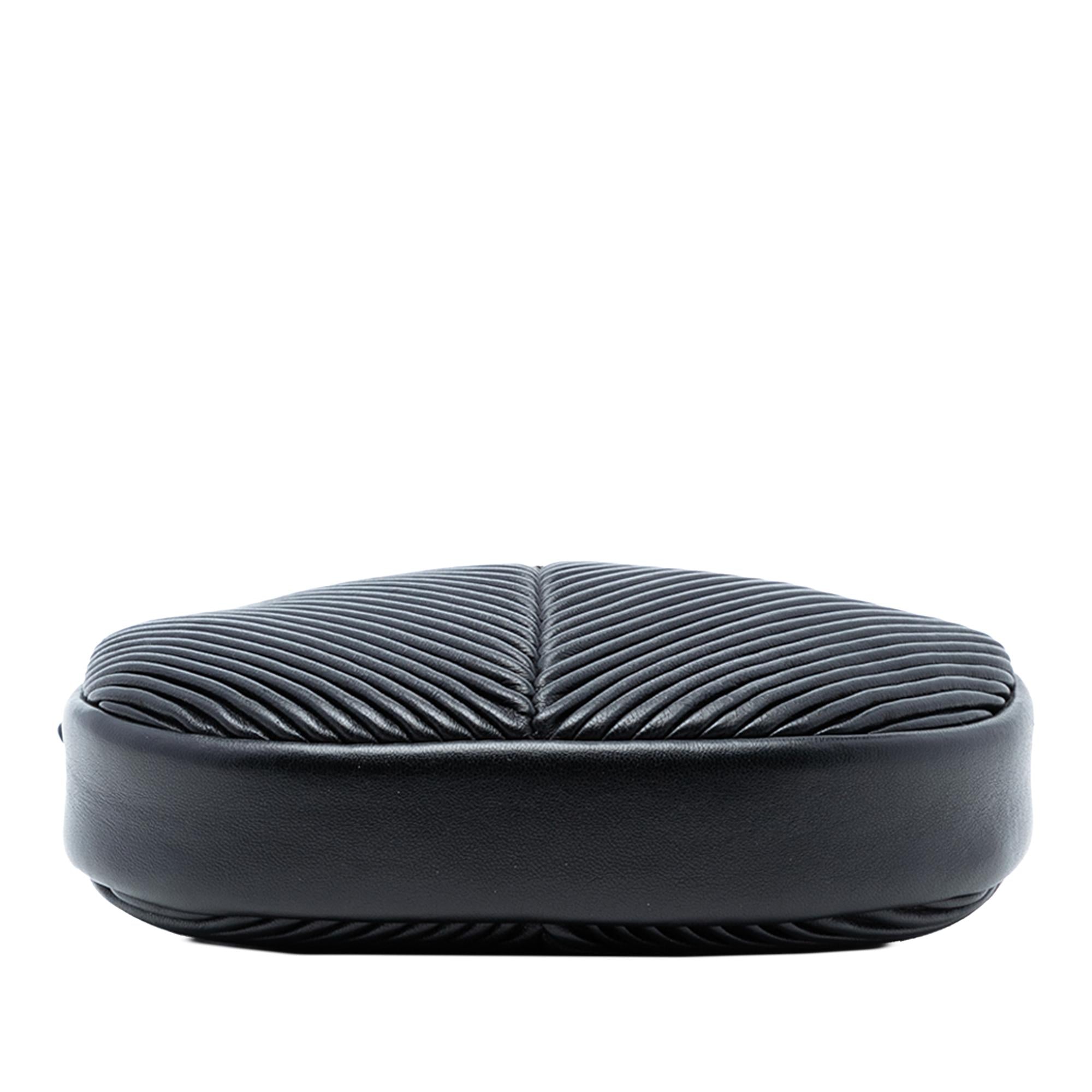Chanel Chevron Lambskin Pleated Oval Camera Bag