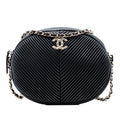 Chanel Chevron Lambskin Pleated Oval Camera Bag